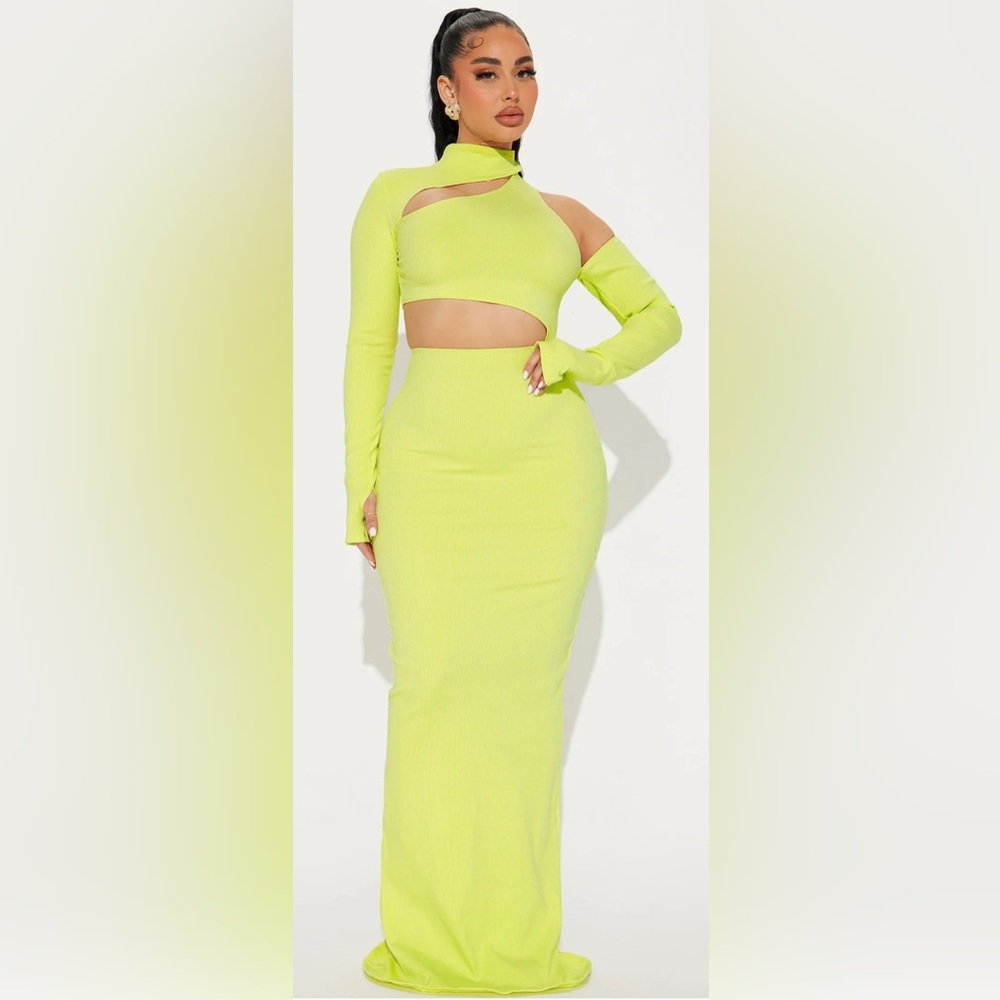 Angelina Snatched Maxi Dress - Citron